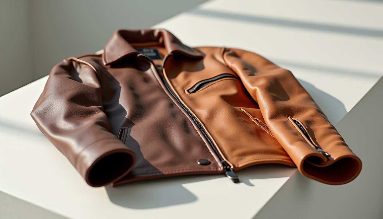 Comparaison visuelle entre une veste en cuir véritable et une veste en similicuir de chez Zara, avec mise en évidence des textures et des coutures