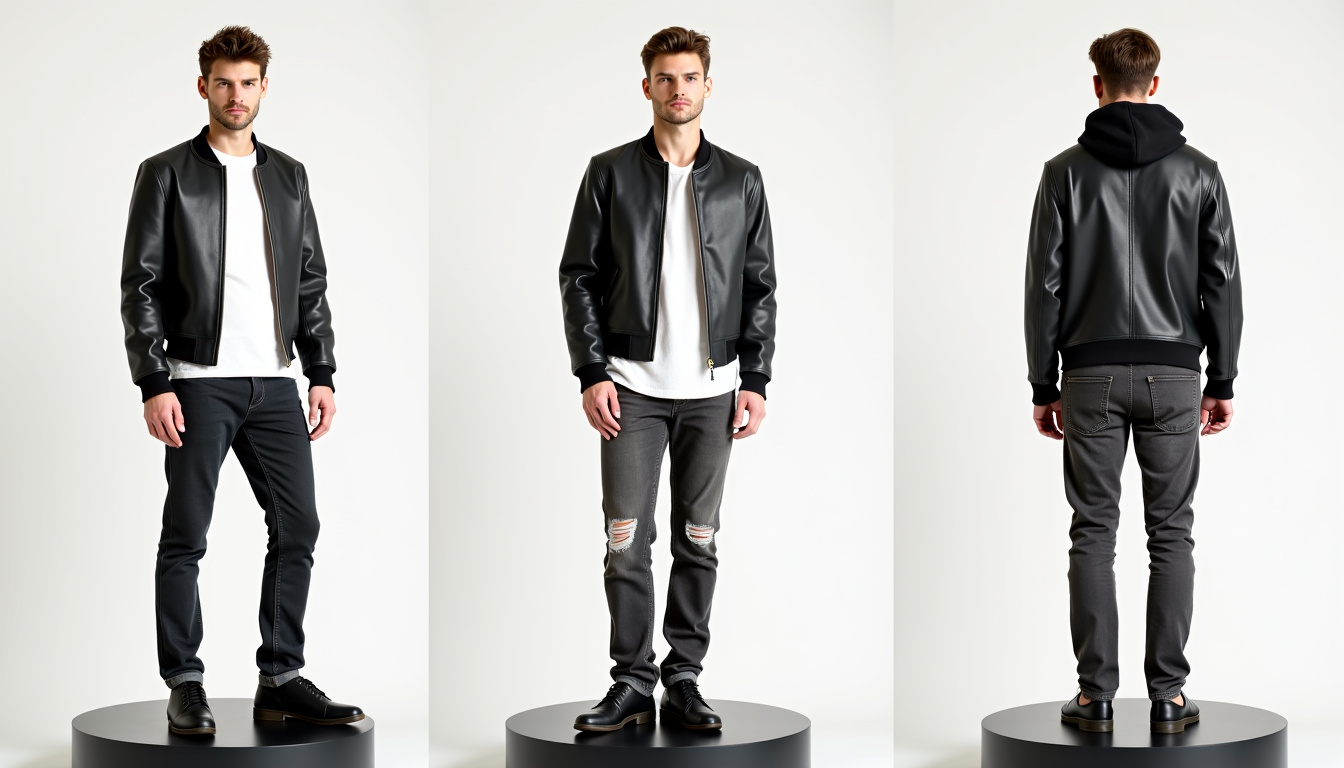 Différentes tenues mettant en valeur une veste en cuir homme Zara: look casual, habillé et urbain