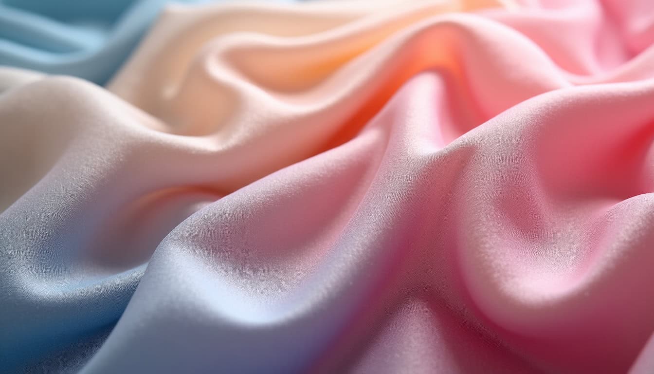 Échantillons de tissus utilisés pour les robes bustier: satin, mousseline, cady, taffetas et dentelle