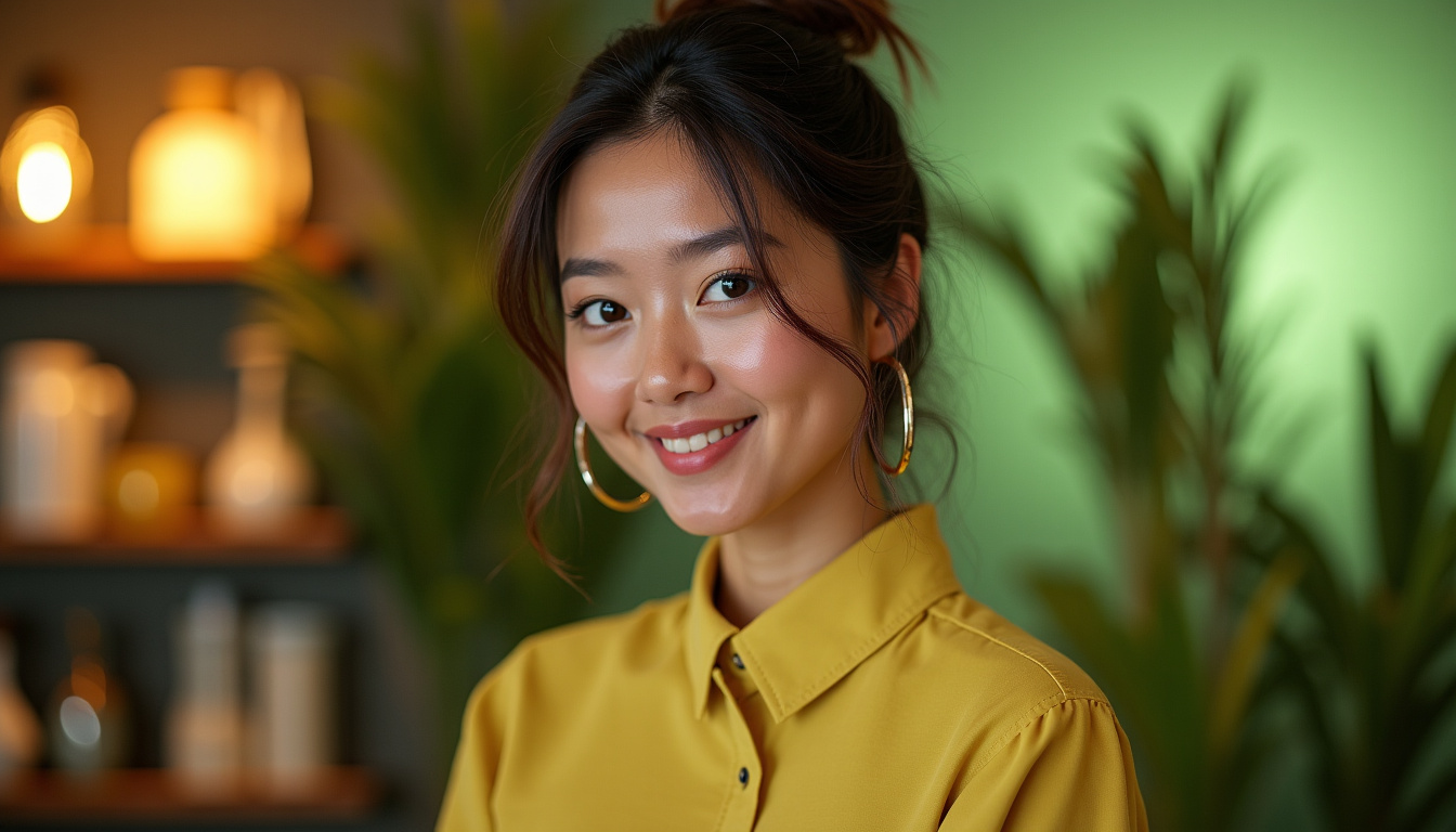 Andie Ella sur scène lors d’un événement lifestyle, présentant Milia Matcha devant un public attentif