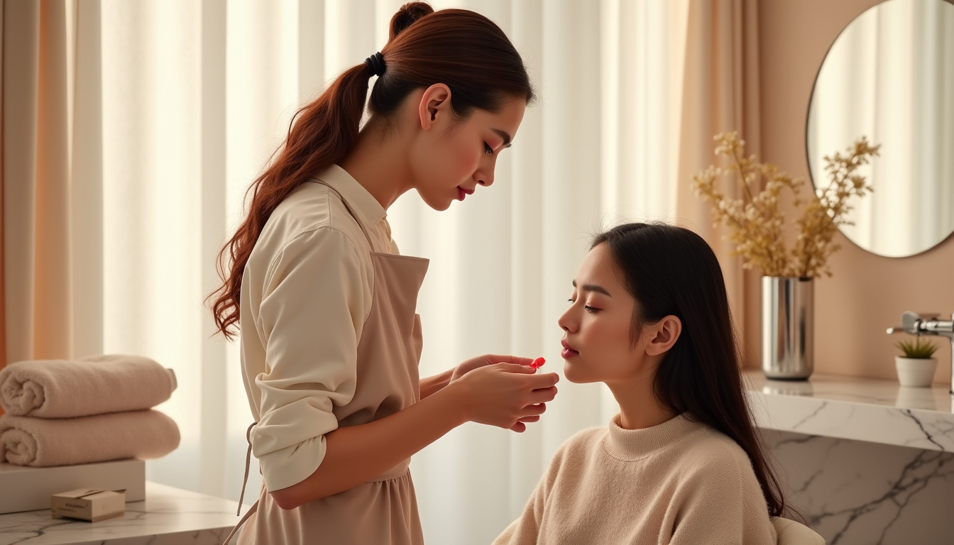 Coiffeuse réalisant un diagnostic capillaire professionnel avec un shampoing Kérastase