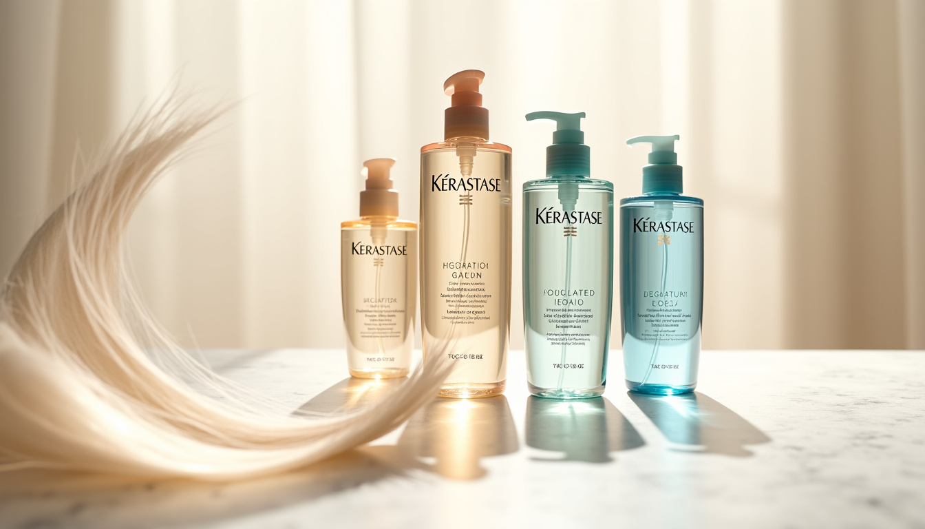 Comparaison visuelle des différents shampoings Kérastase sur une table