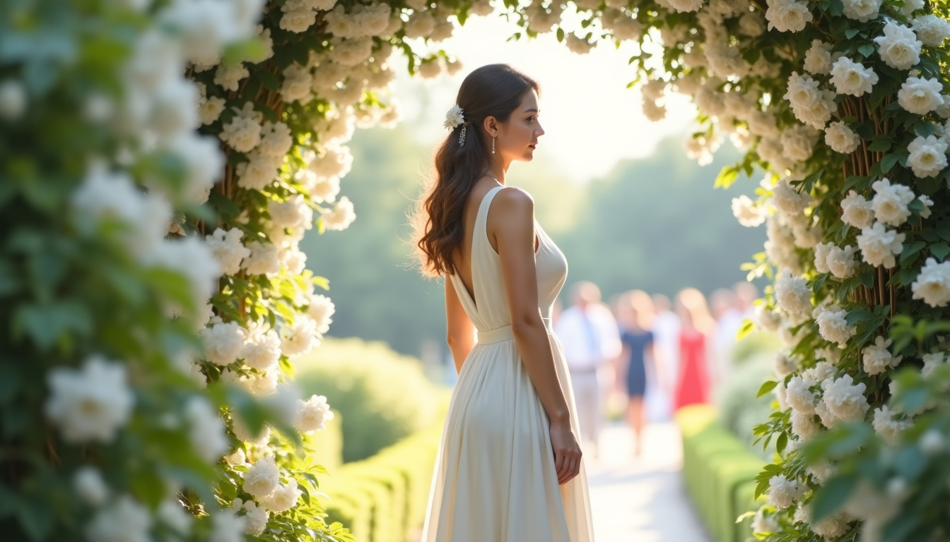 Femme portant une robe blanche lors d
