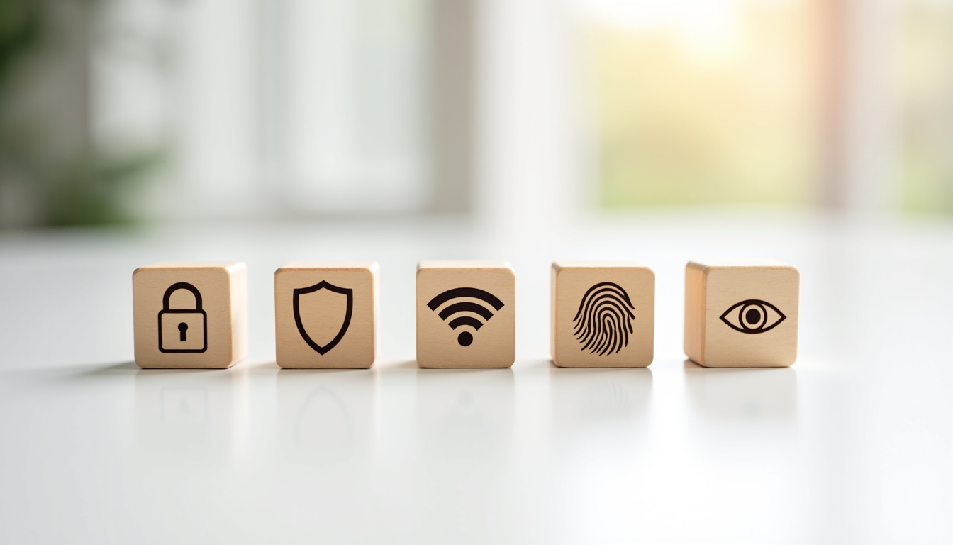 Illustration des bonnes pratiques de sécurité numérique en 2026 avec des pictogrammes représentant l