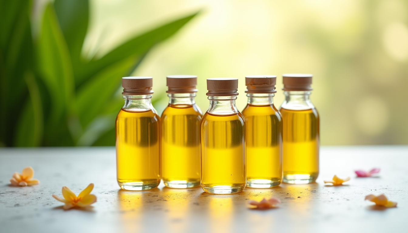 Schéma des huiles précieuses dans la formule de l’huile Elixir Ultime: camélia, marula, argan, germe de maïs, pracaxi