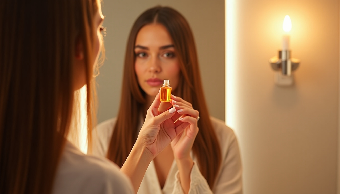 Application de l'huile Kérastase Elixir Ultime sur des cheveux fins, en évitant les racines