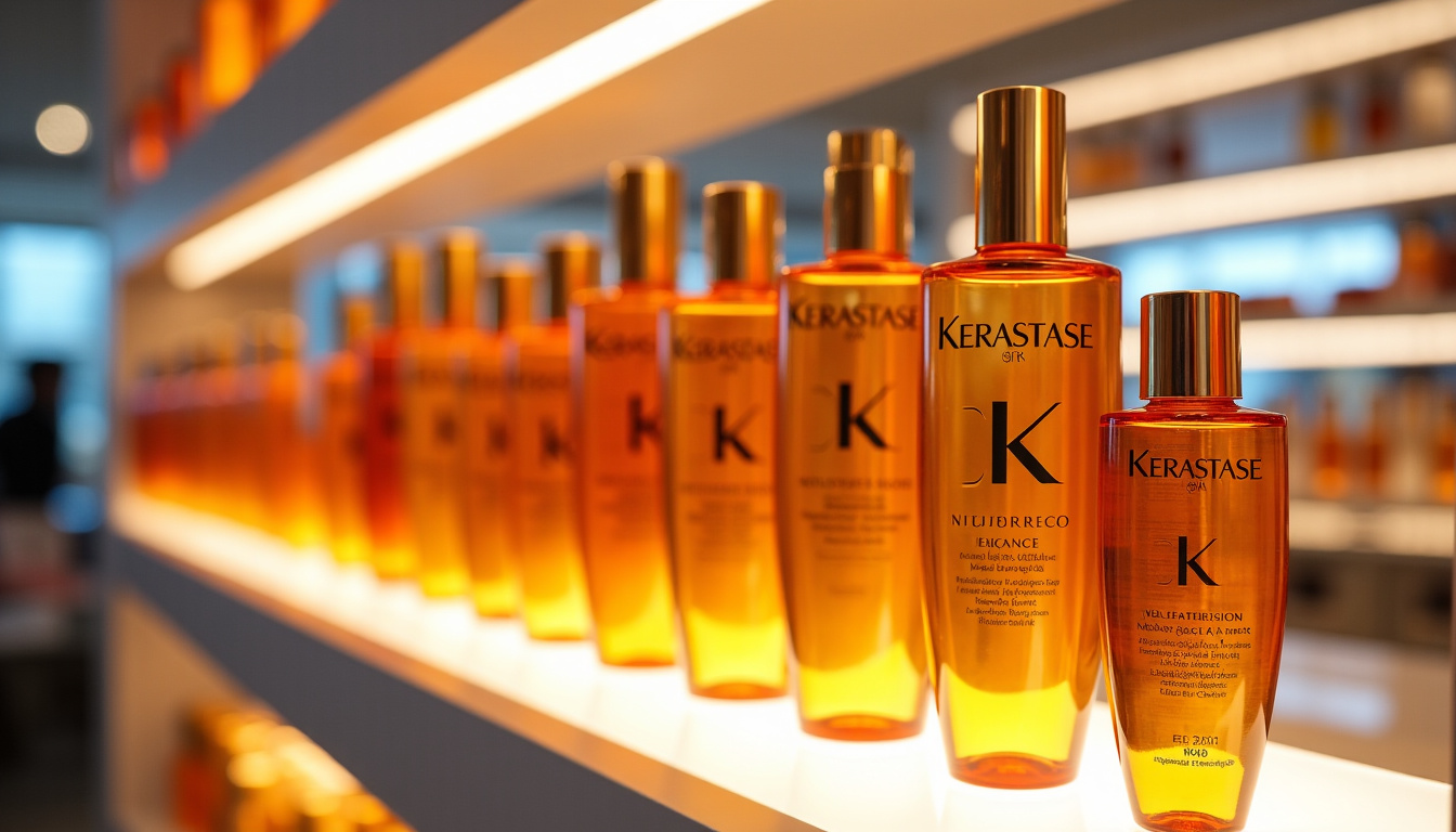 Produits Kérastase Nutritive exposés dans un rayon de magasin Sephora, en milieu de présentoir