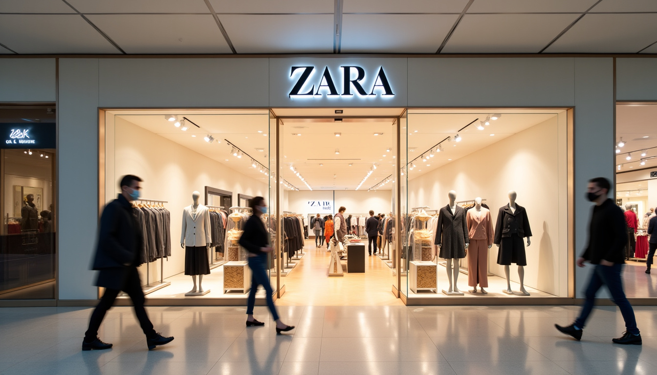 Entrée principale du magasin Zara au centre commercial Val d'Europe, niveau 1 près de la Porte de Seine