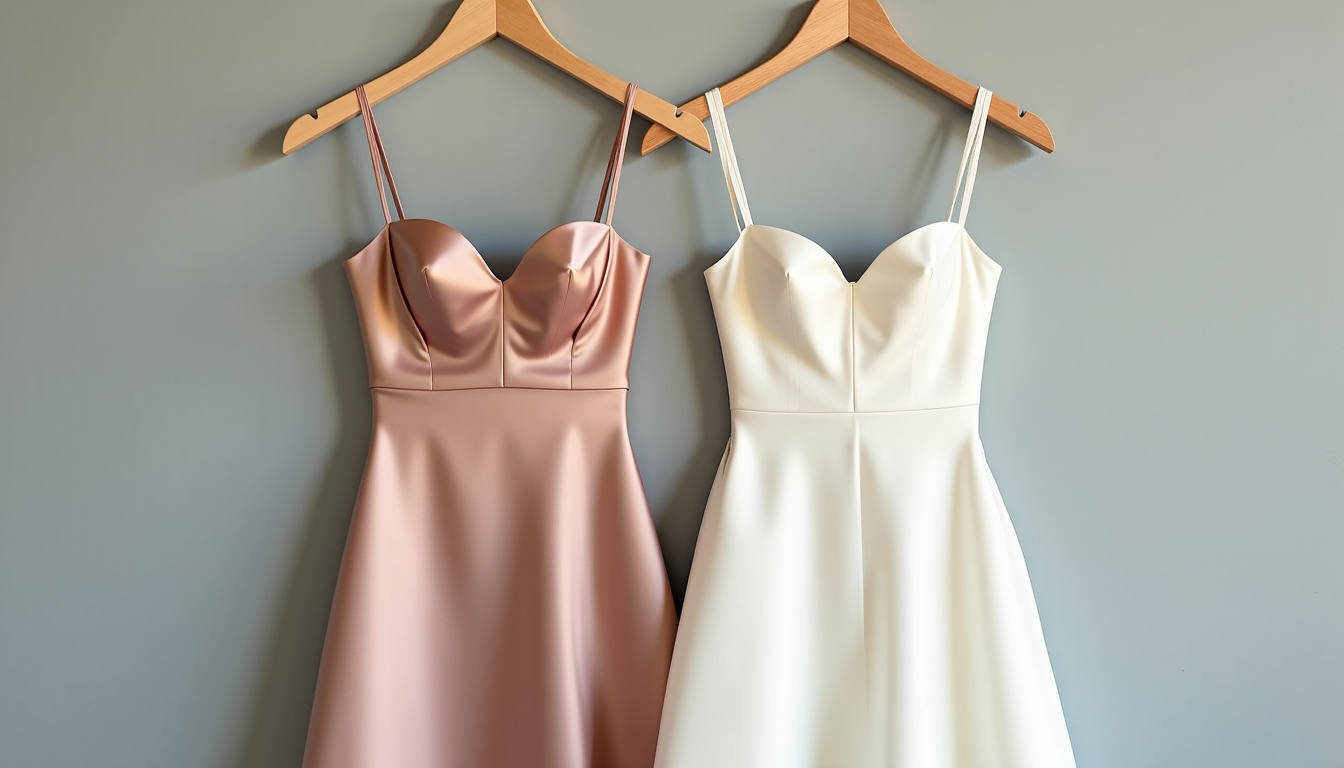 Robe bustier en satin et mousseline, comparaison des matières et structure du buste