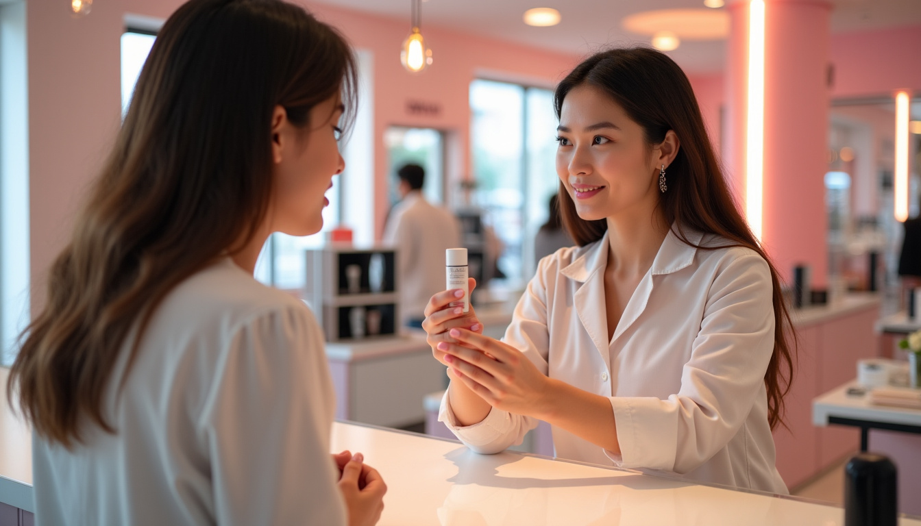 Un conseiller beauté en train d'accompagner un client dans le magasin Sephora de la Gare de l'Est